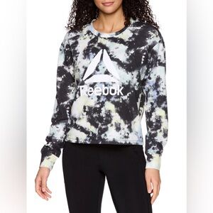 Womens Reebok All Day Cropped Tie Dye Crew Sweatshirt